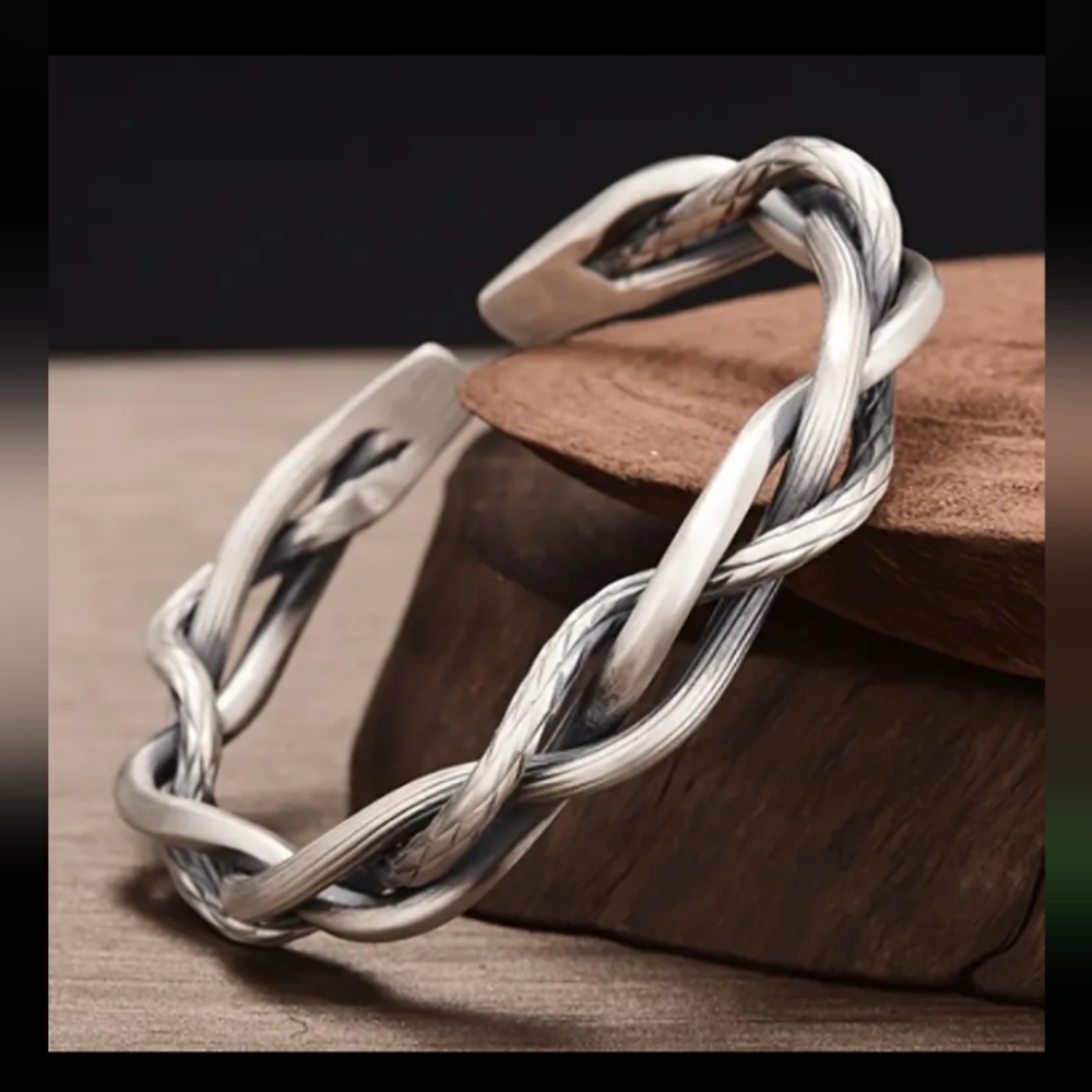 Stainless Steel Twisted Bangle Bracelet